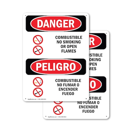 Signmission 12 in Width, Aluminum, Rectangle, Bilingual OS-2PACK-DS-A-1218-VS-1073